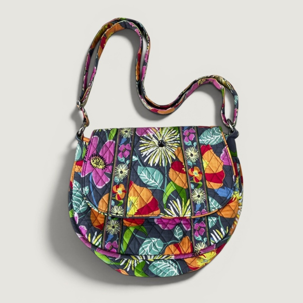 Vera Bradley Crossbody Bag Womens Medium Floral Jazzy Blooms Good Quilted